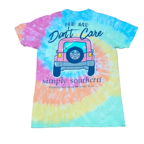 Simply Southern Tops - Simply Southern Tie Dye Mud Hair Don't Care T-Shirt
